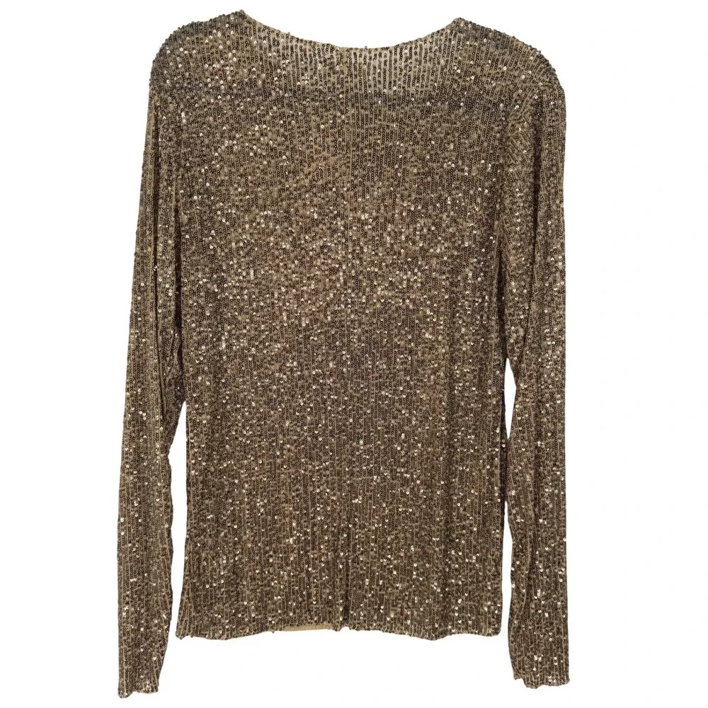 NWT Free People Intimately Gold Rush Long Sleeve Sequin Top Gold Size Large Glam